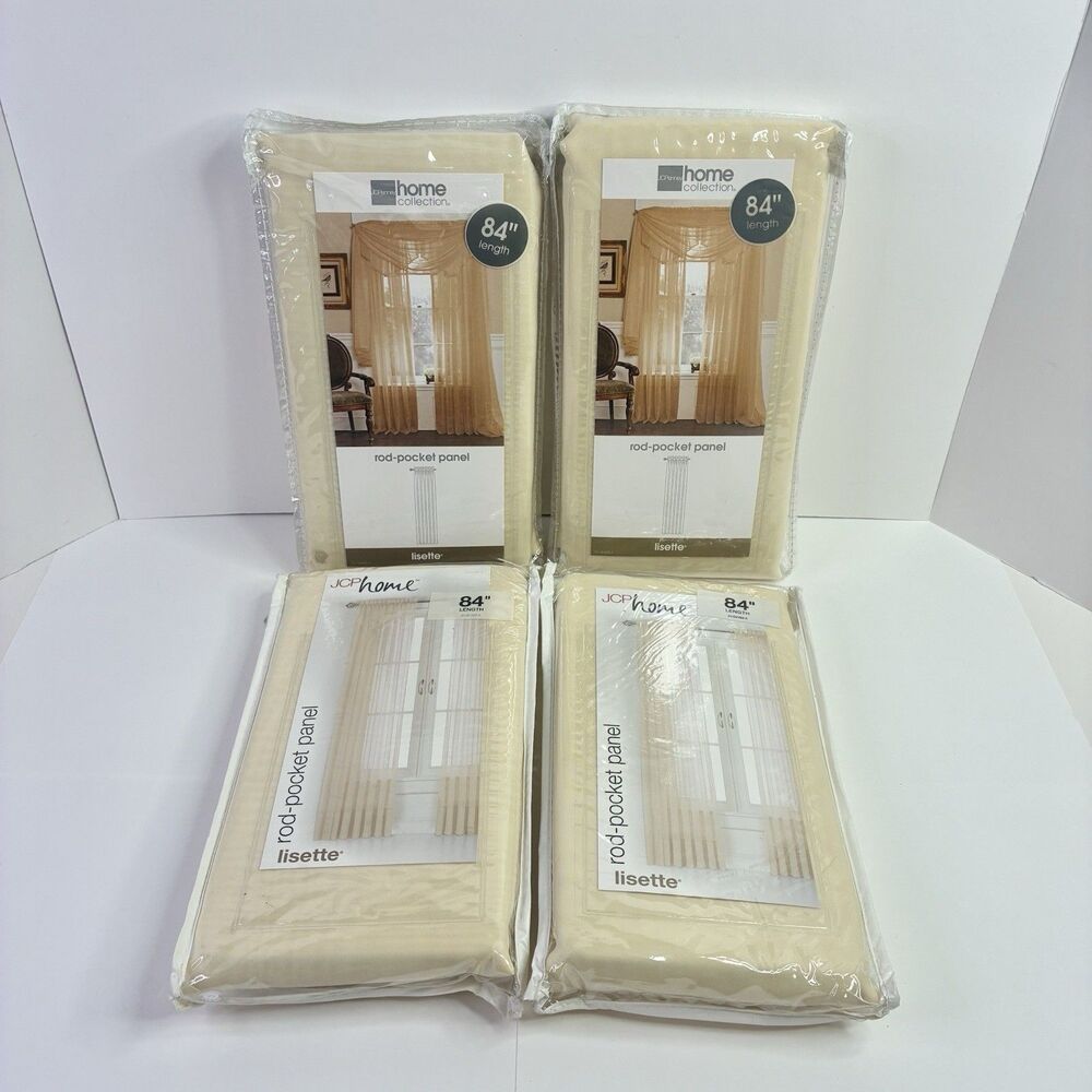Lot Of 4 JCPenney Home Collection Panel Curtain Lisette Soft Yellow 60" x 84"